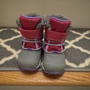 See Kai Run Gray and Pink Kids Snow Boots